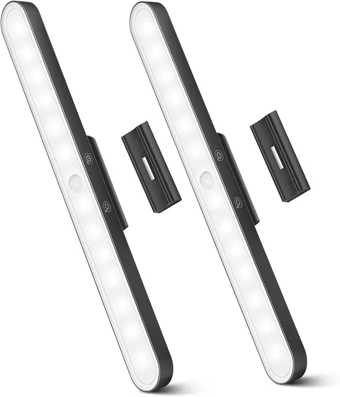 2-Pack Rechargeable Under Cabinet LED Lights – 6000K, Motion Sensor, Dimmable – Black