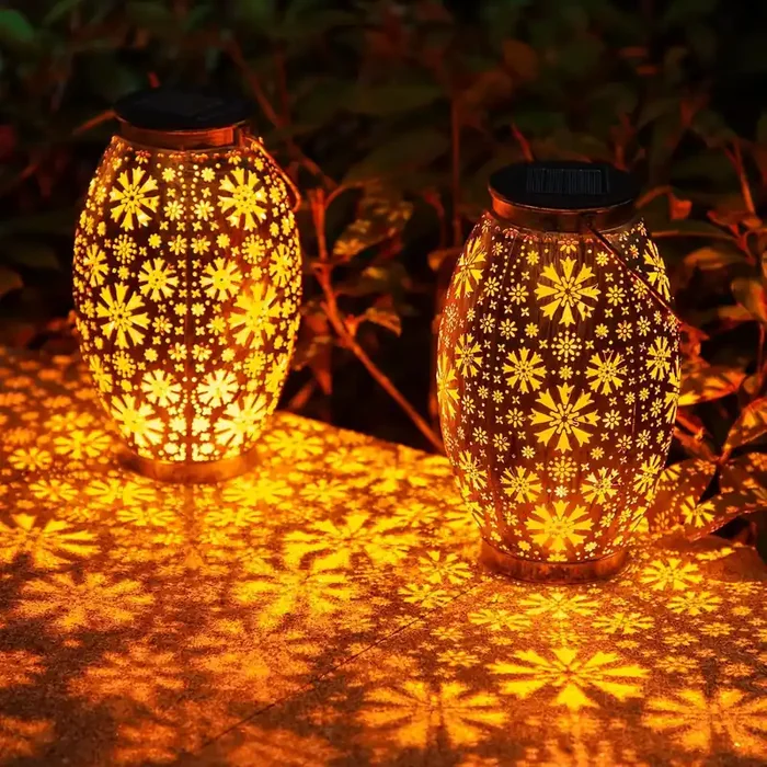 2 Pack Solar Garden Lanterns – Hanging Outdoor Lights with Auto On/Off, Waterproof Solar-Powered Decorative Lanterns for Patio & Backyard