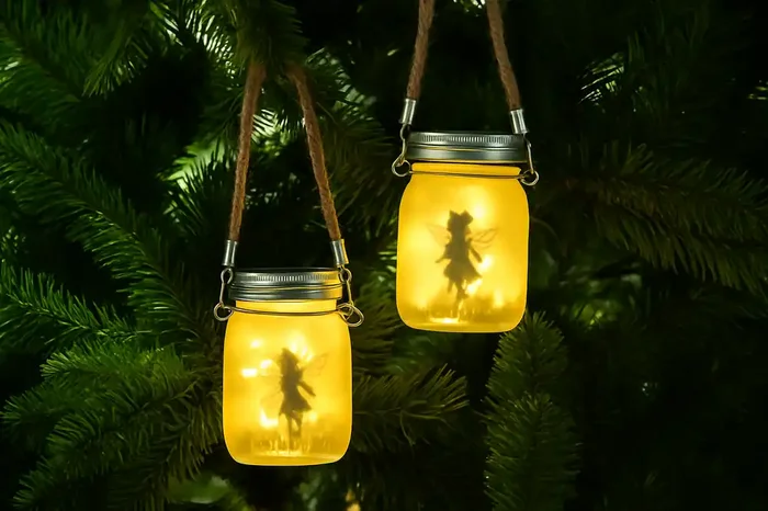 2 Pack Solar Jar Lantern Lights – Hanging Glass Solar Lamps – Warm White LED for Garden, Table, Patio & Yard