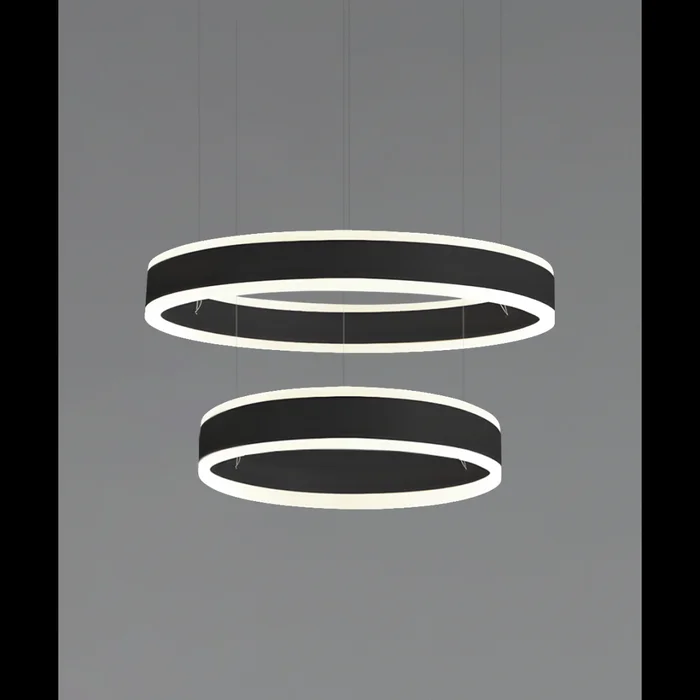 2-Tier Round Chandelier LED Ring Pendant Up and Down Light