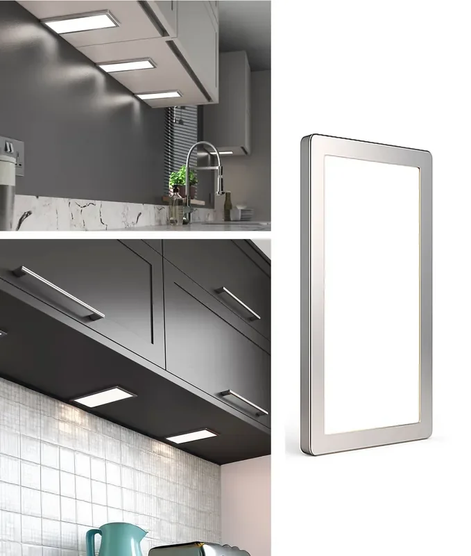 200mm x 100mm Brushed Stainless Steel LED Undercabinet Panel Light