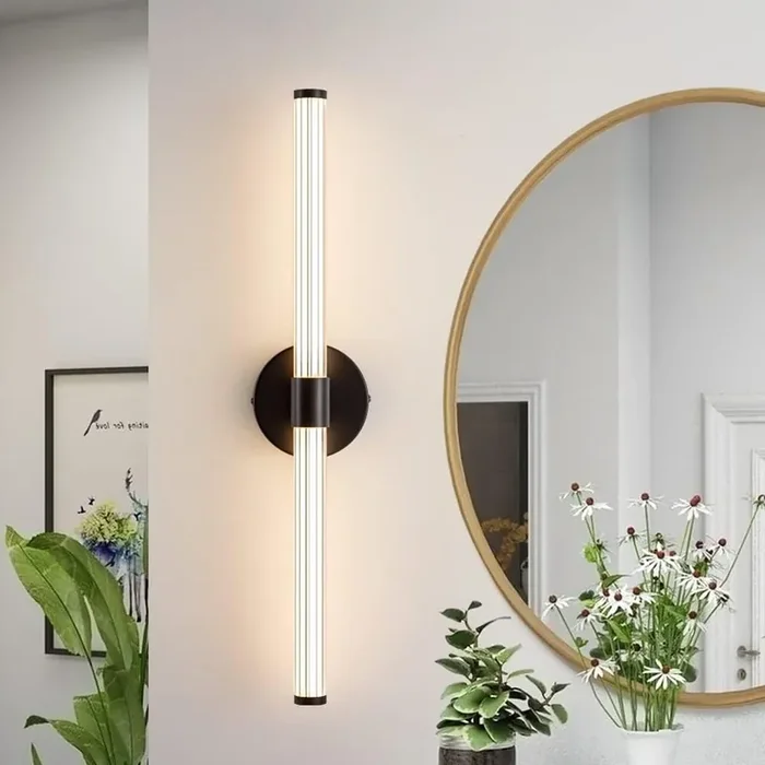 20W LED Wall Light Bar – 57cm Black Linear Sconce, Nordic Modern Design, Warm White 3000K for Bedroom, Mirror, Stairs, Living Room Decor