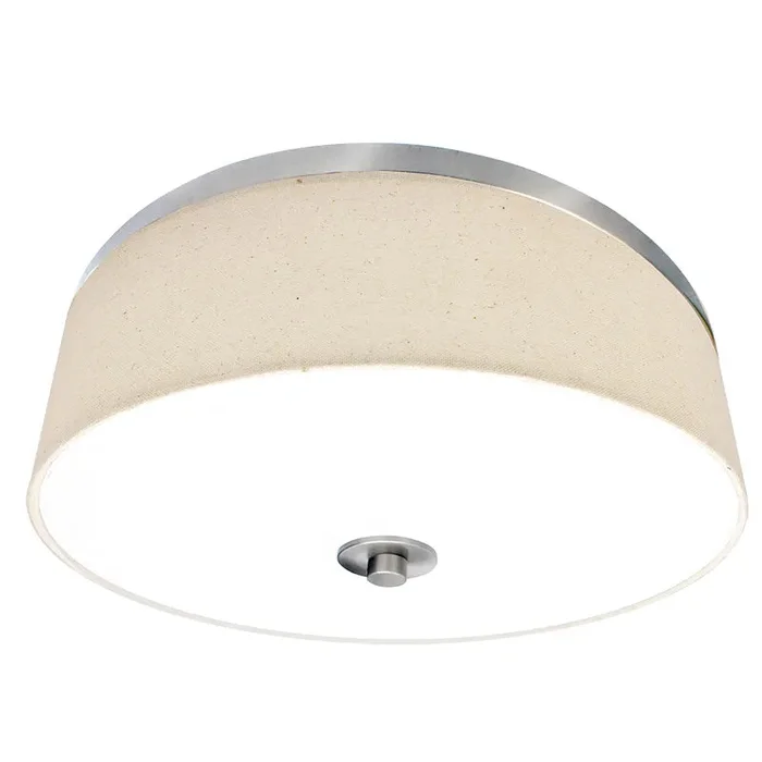 22″ LED Fabric Drum Fixture, 2100 Lumens, 45W, CCT Selectable, 120V, Brushed Nickel Finish