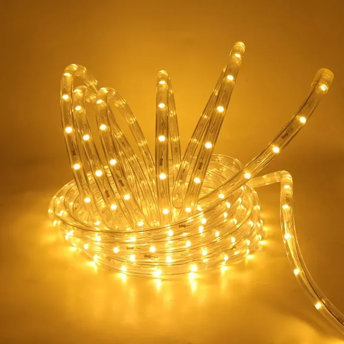 220V LED Rope Light – 1m Warm White (3000–3500K), 360° Luminous Flexible LED Strip, IP67 Waterproof, Indoor & Outdoor Decorative Lighting