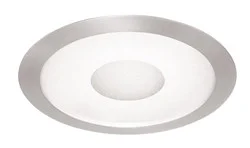 242-SC 6″ LED, Line Voltage, Fluorescent, Frosted Lens Trim with Clear Center, Satin Chrome Trim