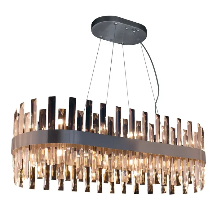 28 Light Large Oval Pendant in Satin Nickel (1476ZEN28ASN)