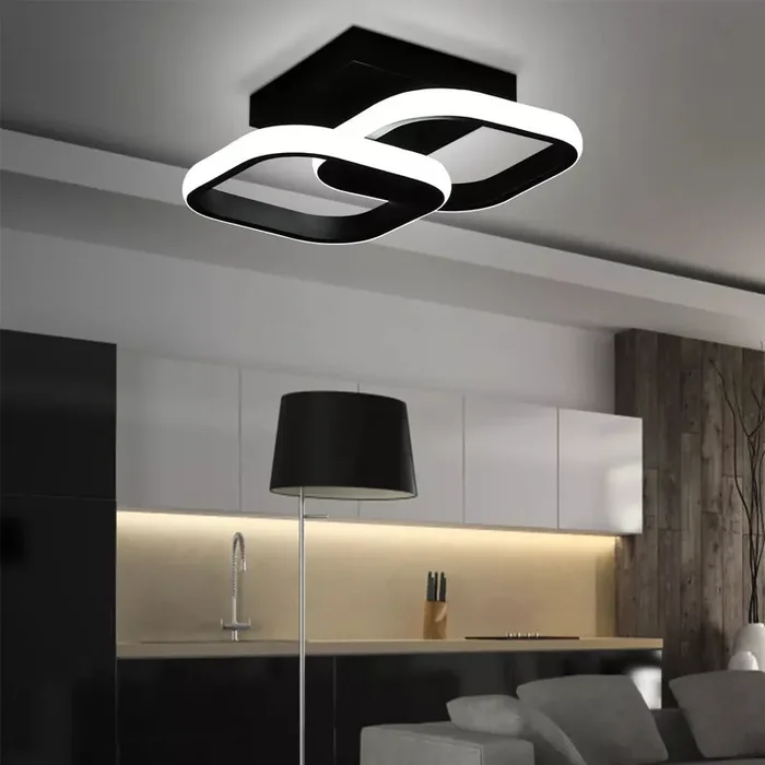 28W Modern Black Flush Square Ceiling Light