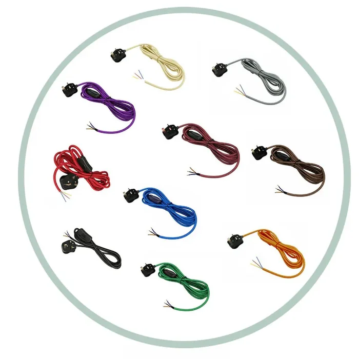 2m Plug-In Pendant Fabric Flex Cable with Inline Switch