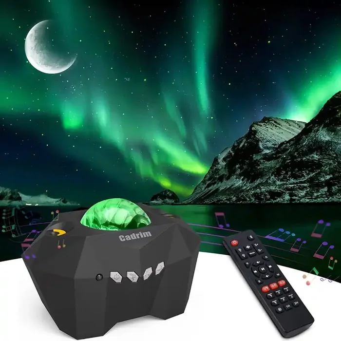 3-in-1 Aurora Moon Star Projector Light with Bluetooth Speaker, Remote, Voice Control & Timer for Bedroom & Parties