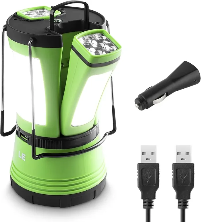 3-in-1 Rechargeable Camping Lantern with 2 Detachable Flashlights – 600 Lumens, Battery/USB Powered Outdoor Light for Tents, Caravans, Emergencies & More