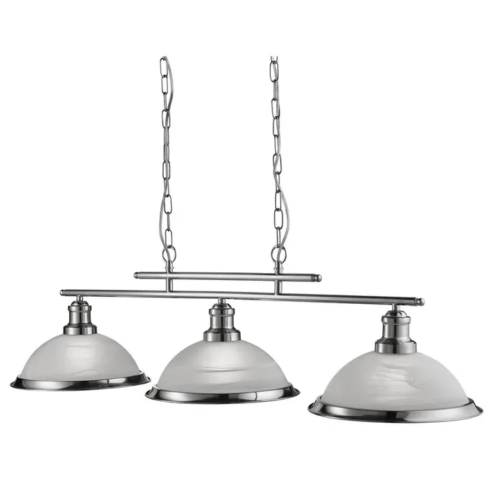 3 Light Bar Ceiling Pendant – Satin Silver & Glass (0483BIS26833SS)