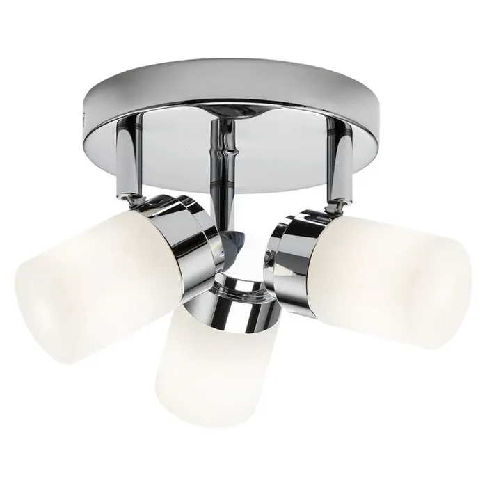 3 Light Bathroom Spotlight Frosted Glass and Chrome IP44 (1435BA02P3C)
