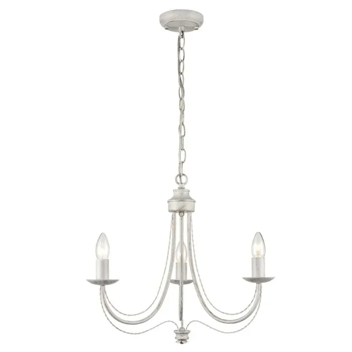 3 Light Chandelier in White Brushed Gold Finish Ironwork (0194PHIFL24663)