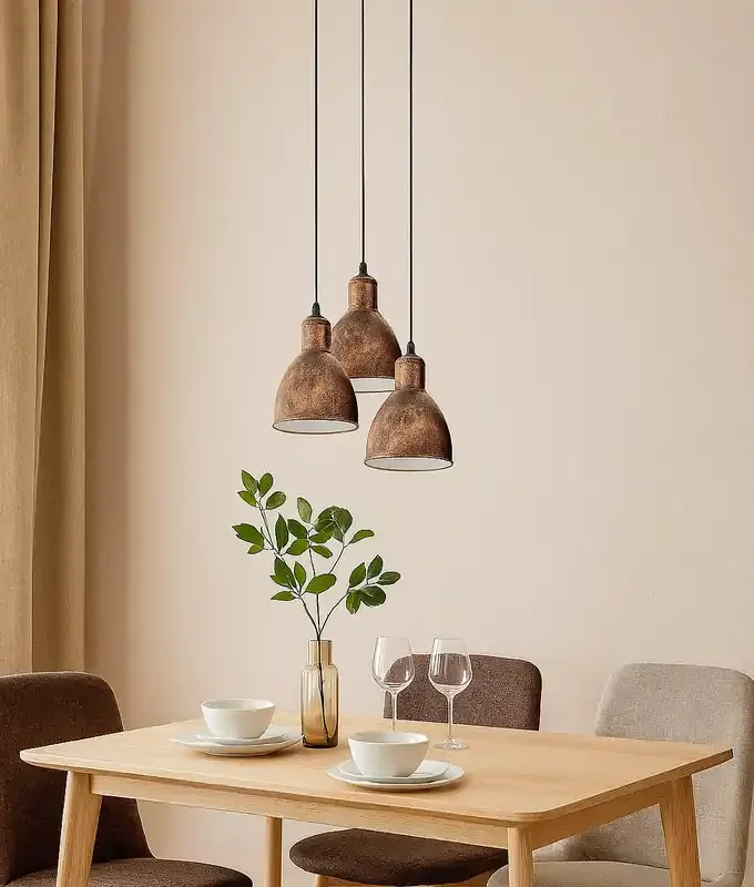 3 Light Cluster Pendant – Distressed Copper Paint