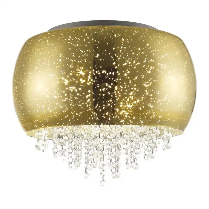 3 Light Crystal and Gold Flush Fitting (0268LUN03PLG)