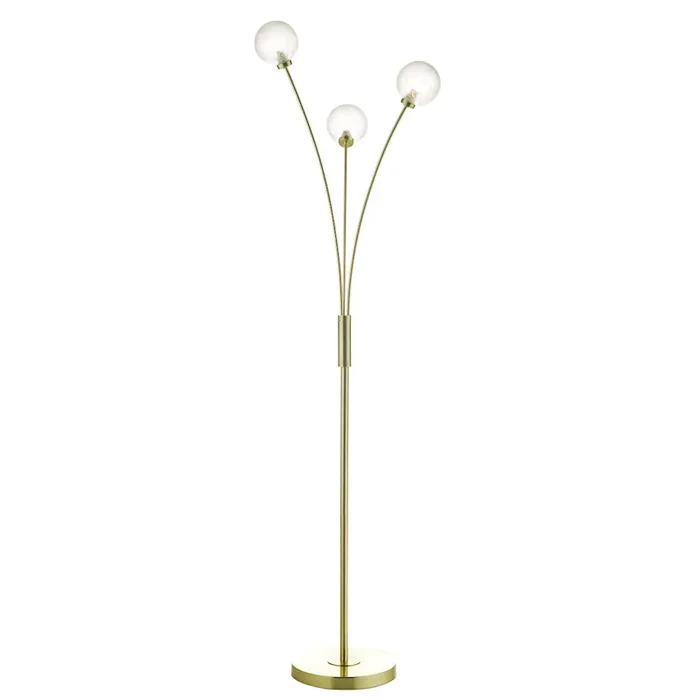 3 Light Floor Lamp in Satin Brass and Frosted Glass (0183AVA4941)