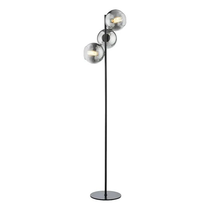 3 Light Floor Lamp Matt Black and Smoked Ombre Glass (0183LYC4922)