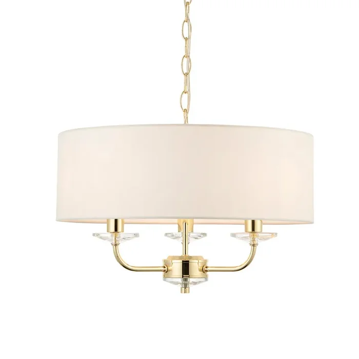 3 Light Pendant – Brass with Vintage White Shade (0711NIX70560)