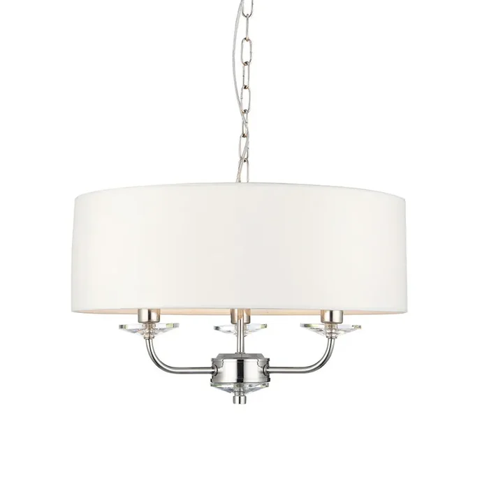 3 Light Pendant – Bright Nickel with Vintage White Shade (0711NIX60129)
