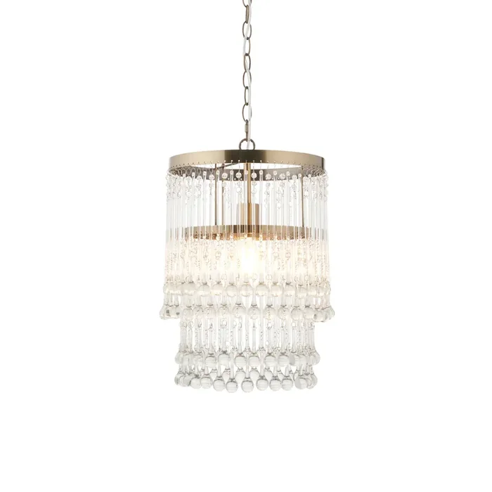 3 Light Pendant in Antique Brass with Clear Glass Droplets (0711GEN104503)
