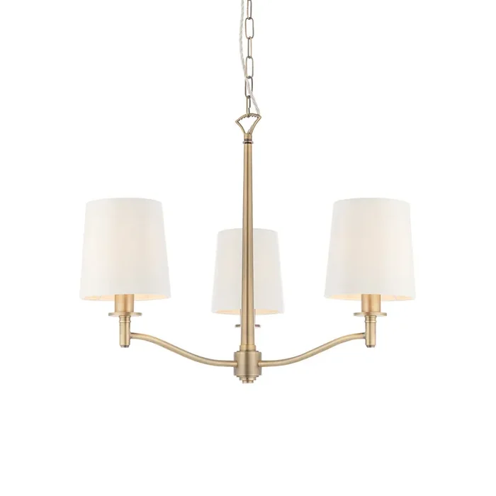 3 Light Pendant in Matt Antique Brass with White Vintage Shades (0711ORT73411)