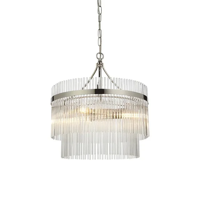 3 Light Pendant in Polished Nickel with Clear Glass Rods (0711MAR104113)