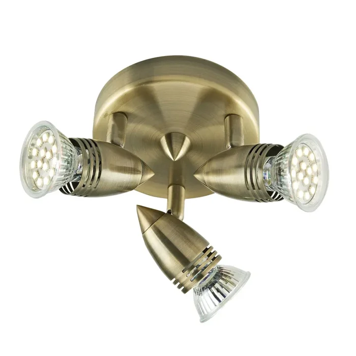 3 Light Round Spotlight Antique Brass (0183GEM7675)