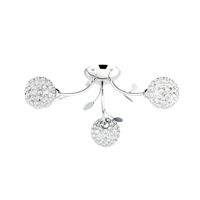 3 Light Semi-flush ceiling light – Chrome & Clear Glass (0483BELII65733CC)