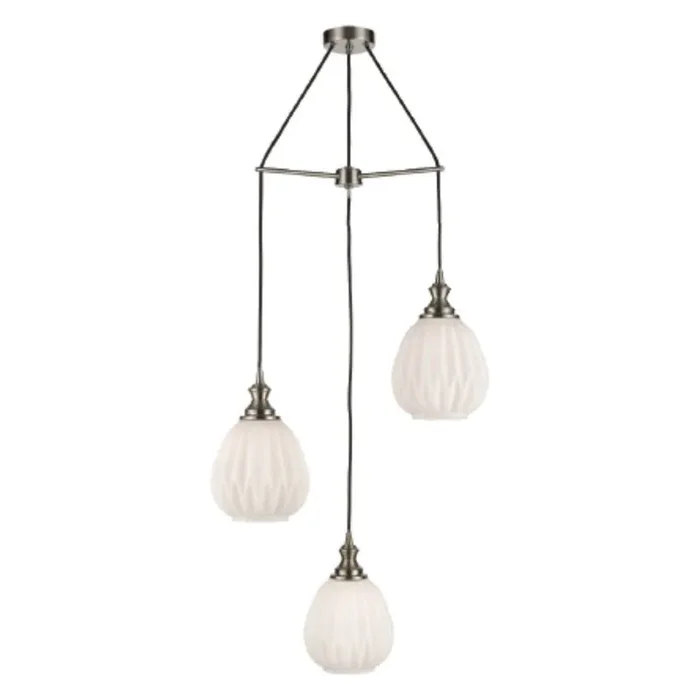 3 Light Spreader – in Satin Nickel and White Matt Glasses (0194REF24213349)