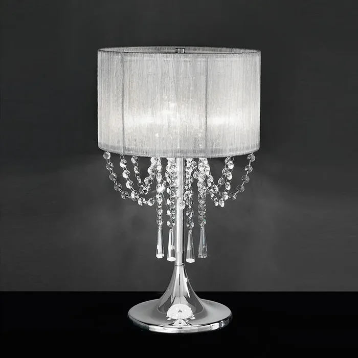 3 Light Table Lamp in Chrome Finish with a drape of Crystals (0194EMP970)