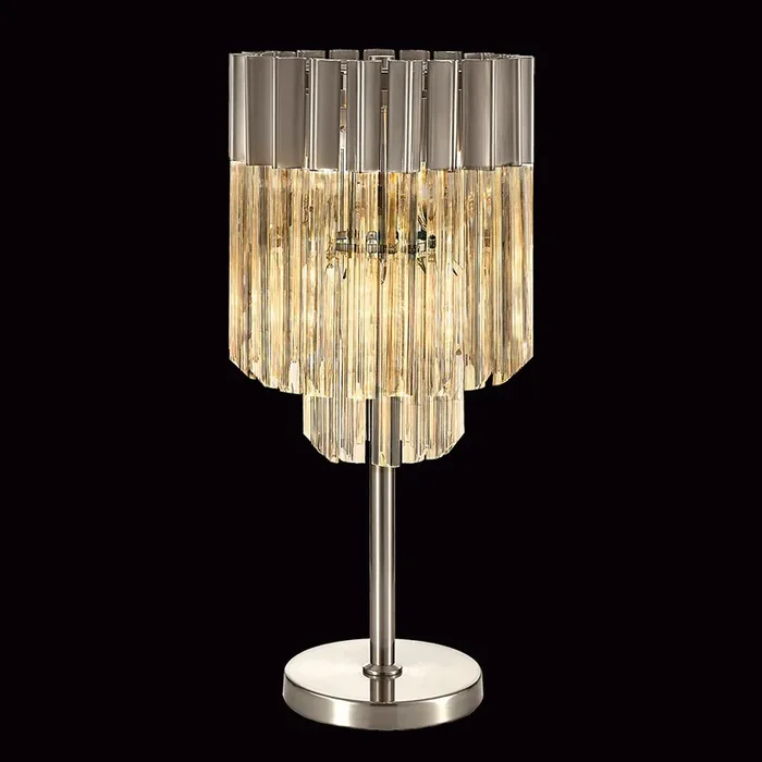 3 Light Table Lamp in Polished Nickel finish with Clear Sculpted Glass (1230GEN41B)