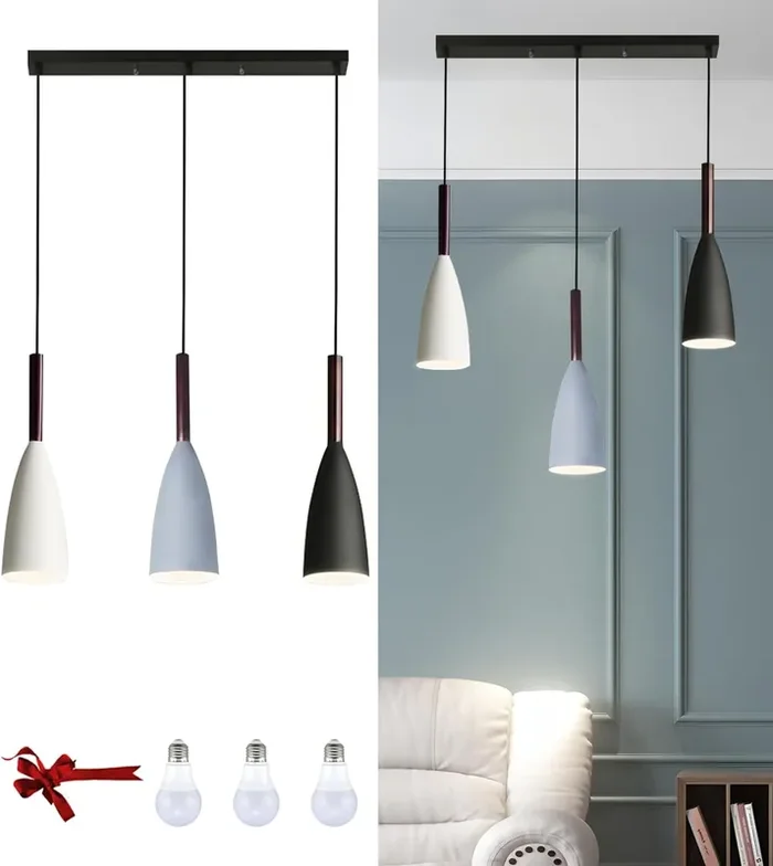 3 Lights Pendant Chandelier Modern Industrial Metal Ceiling Fixture for Dining