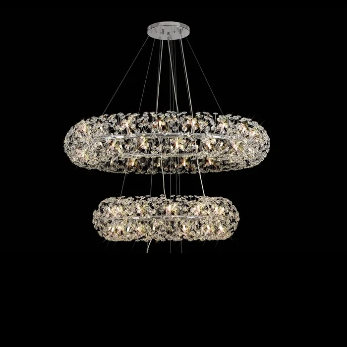 3 Tier Pendant 74 Light G9 Polished Chrome/Crystal – Item Weight 37.6kg (1230FIE101A)
