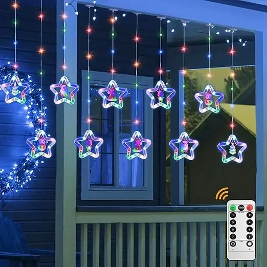 300 LEDs Christmas Star Window String Lights – 8 Modes, Indoor & Outdoor Festive Decor – UK