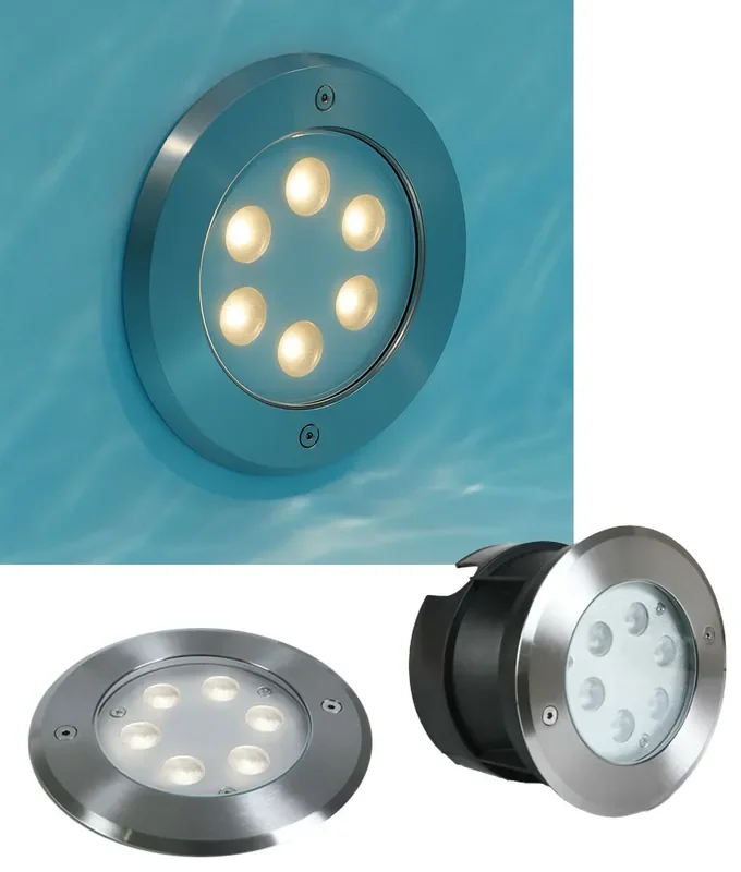 316 Stainless Steel Recessed Underwater 6w LED Spotlight – IP68 Rated Pool Light, 3000K or 4000K
