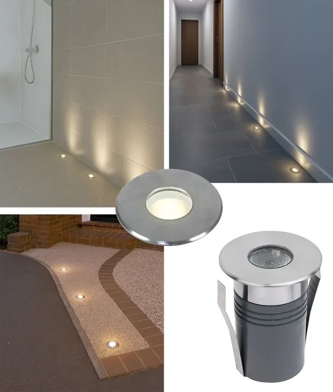 316L Stainless LED Marker Light for Recessing into Stone, Tile, Bathroom & Outdoor Use