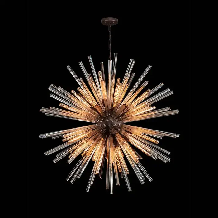 32 Light Round Pendant in Brown Oxide with Champagne Glass (1230THU9A)
