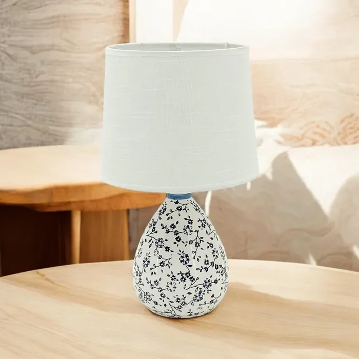 37cm Floral Ceramic Table Lamp with Shade (855567849)