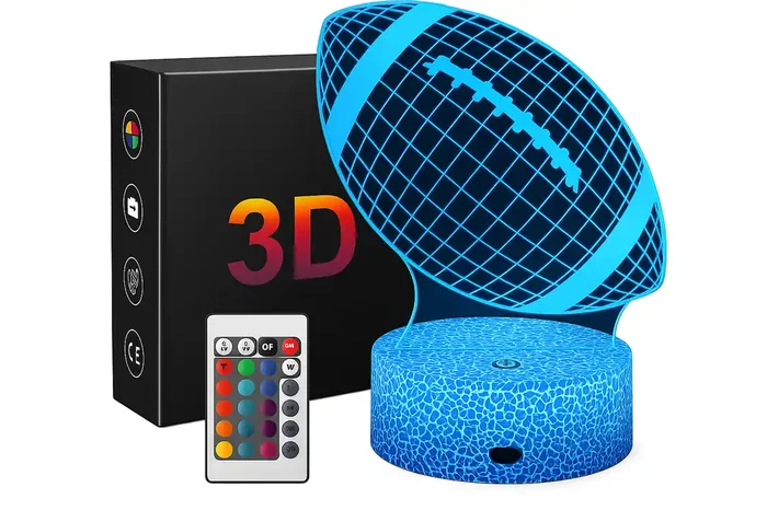 3D Illusion Football Night Lamp 16 Color LED Light for Kids and Boys