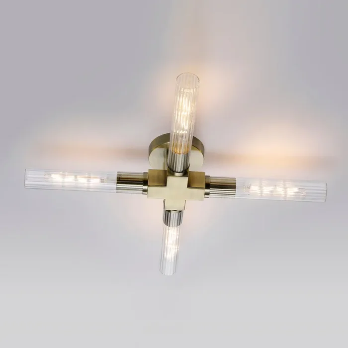 4 Light Flush Ceiling, E27, IP44, Antique Brass (1230SKY18H)