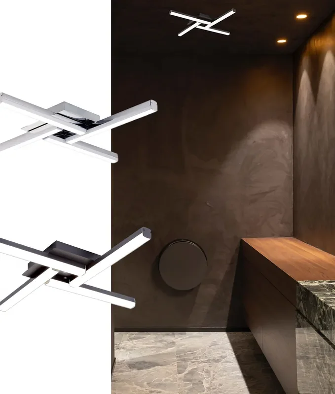 4 Light LED Flush Ceiling Fitting – Chrome or Black