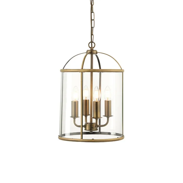 4 Light Pendant in Antique Brass with Clear Glass Panels (0711LAM69455)