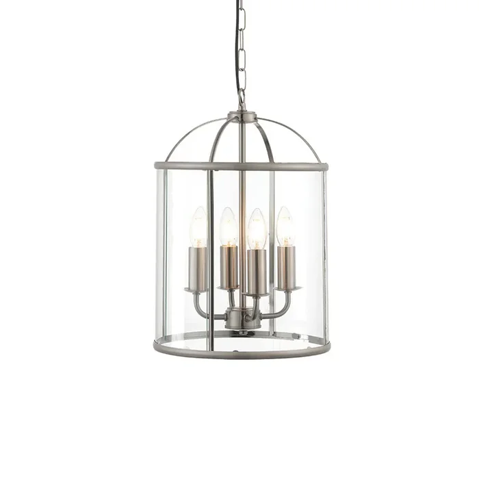 4 Light Pendant in Satin Nickel with Clear Glass Panels (0711LAM70324)