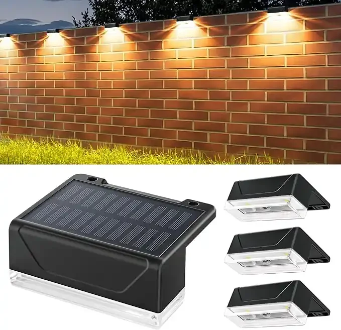 4 pack Dynamic RGB Solar Fence Lights – 8 Lighting Modes Waterproof LED Floodlights with 12+ Hour Runtime