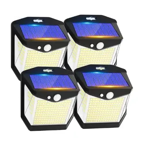 4 Pack Solar Security Lights Outdoor Garden 238 LED Solar Powered Outside Light 3 Modes Motion Sensor and 270°Wide Angle IP65 Waterproof Solar Power Wall Lighting For Fence Flood Door Garage Yard