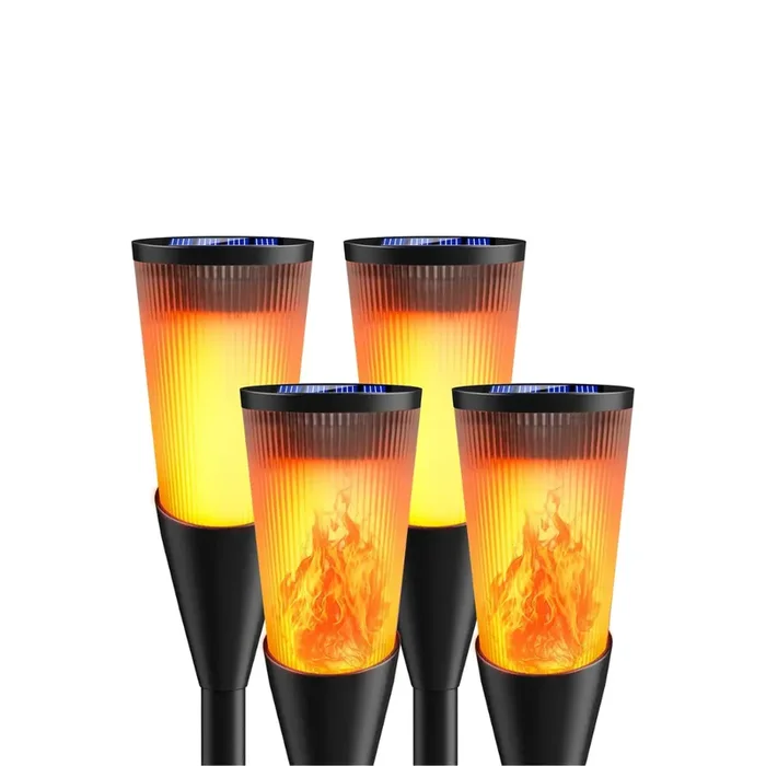 4 Pack Solar Torch Lights Outdoor Garden with Dancing Flames, Waterproof Auto On-Off, 2 Lighting Modes, IP65 Torch Decorations for Yard, Patio, Lawn