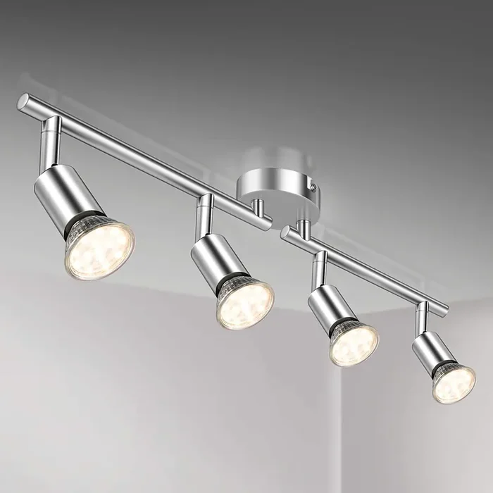 4-Way Adjustable Modern Ceiling Spotlights White & Chrome – UK