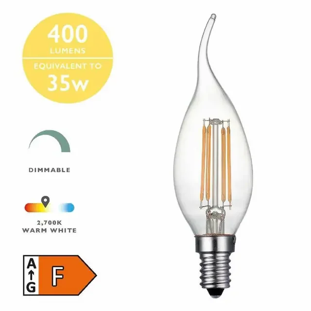 4w E14 2700K (Warm White) Dimmable Filament Decorative LED Candle Bulb
