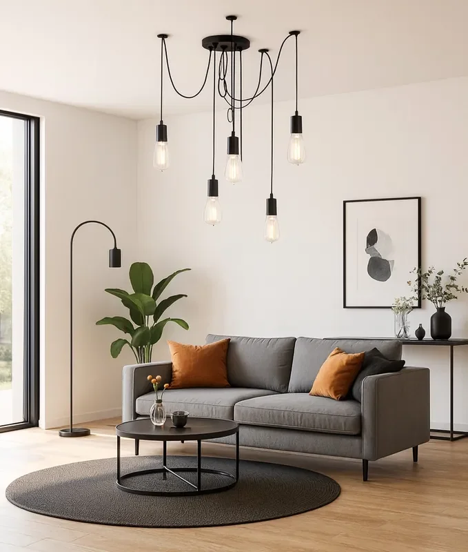 5 Flex Spider Pendant – Black Flex & Lampholders