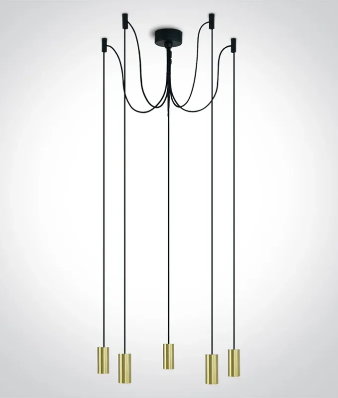5 Flex Spider Pendant for Decorative Lamps – Brass with Black Flexes
